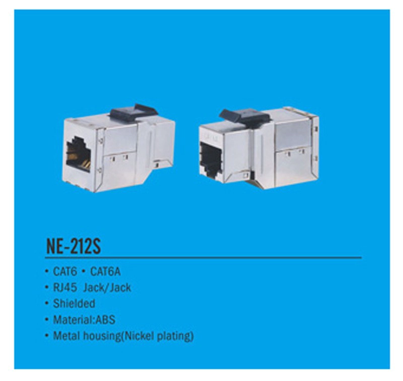 Tomada angular do acoplamento RJ45 8P8C do jaque trapezóide da rede Cat6 da série NE-212 com escudo do protetor do metal