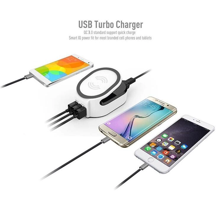 Smart 50W QI 3 in 1 무선 고속 충전기, QC 3.0 빠른 USB 충전기