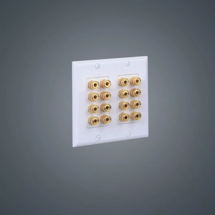 Enchufe de pared de audio / video estándar, placa de pared de tipo de acoplador de poste de cobre plateado enchapado en oro