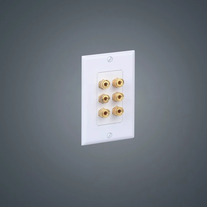 Enchufe de pared de audio / video estándar, placa de pared de tipo de acoplador de poste de cobre plateado enchapado en oro