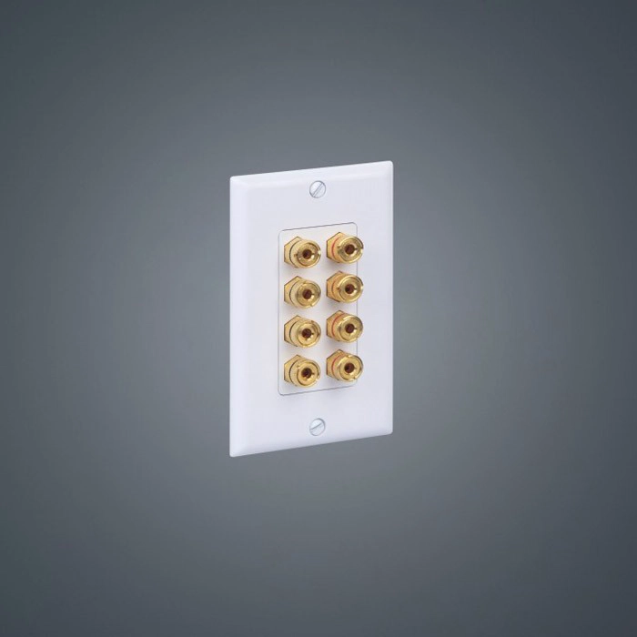 Enchufe de pared de audio / video estándar, placa de pared de tipo de acoplador de poste de cobre plateado enchapado en oro