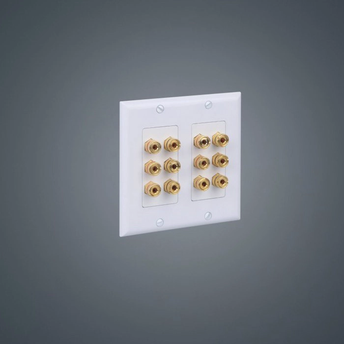 Enchufe de pared de audio / video estándar, placa de pared de tipo de acoplador de poste de cobre plateado enchapado en oro