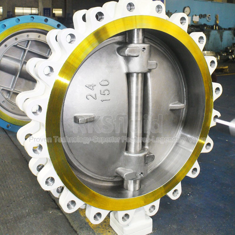 porcelana API609 DN600 PN10 CF8 150LB Duplex Acero Tipo de metal Válvula de mariposa triple triple asentada para minería fabricante