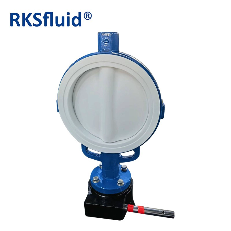 中国 BS EN标准DN150 DN250延性铁晶片类型PTFE衬里蝴蝶阀PN10 PN16 制造商