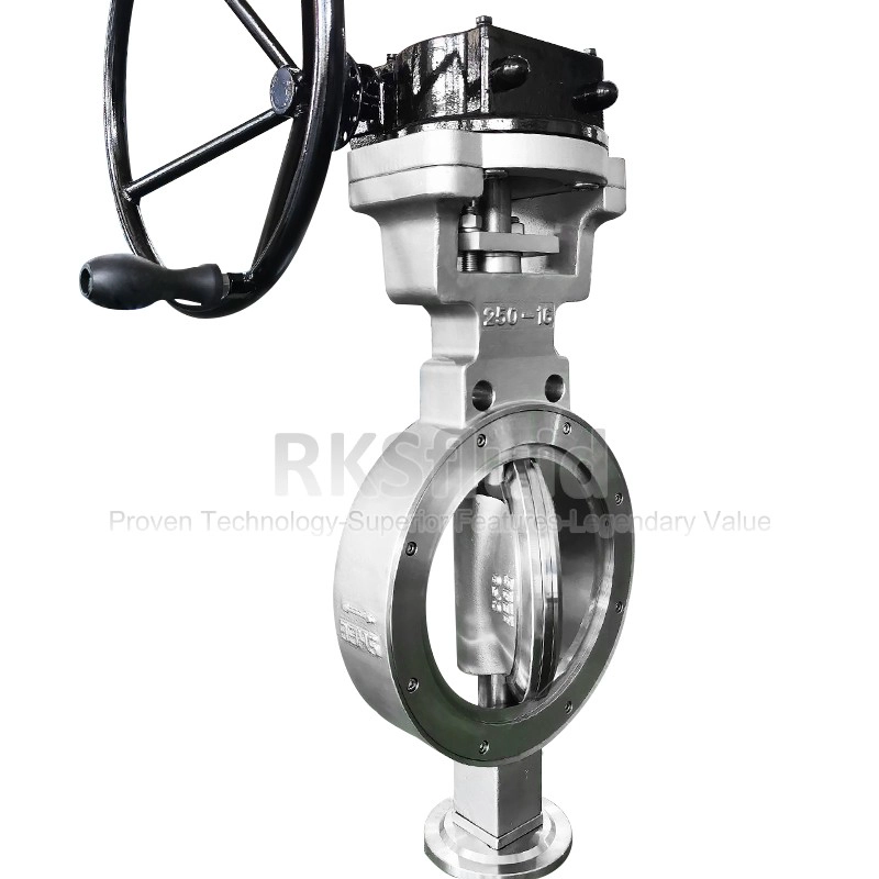 China Chinese industrial valve API mining CF8 DN250 PN16 SS wafer type triple eccentric butterfly valve manufacturer