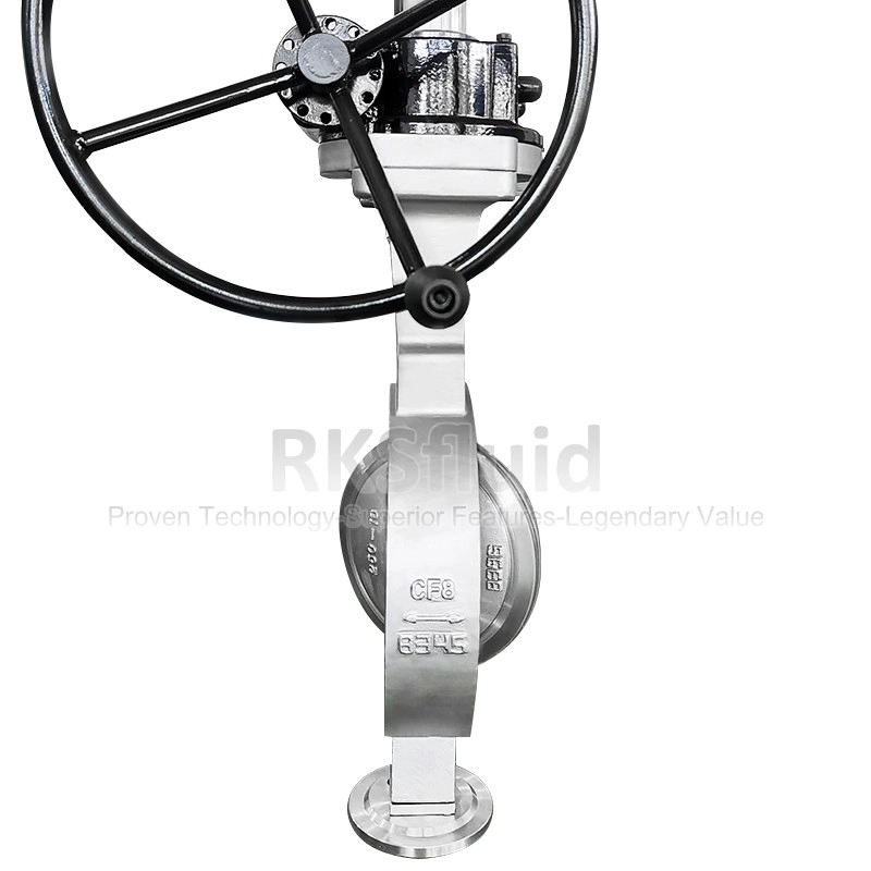China Chinese industrial valve API mining CF8 DN250 PN16 SS wafer type triple eccentric butterfly valve manufacturer