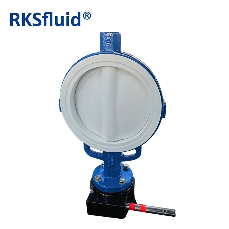 China Lebensmittelindustrie ANSI B16.5 Kohlenstoffstahl Wafer Lug Typ WCB CF8M Körper PTFE PFA aus Schmetterlingsventil PN10/16 Klasse 150 für starke Basicity Chemical Industry Hersteller