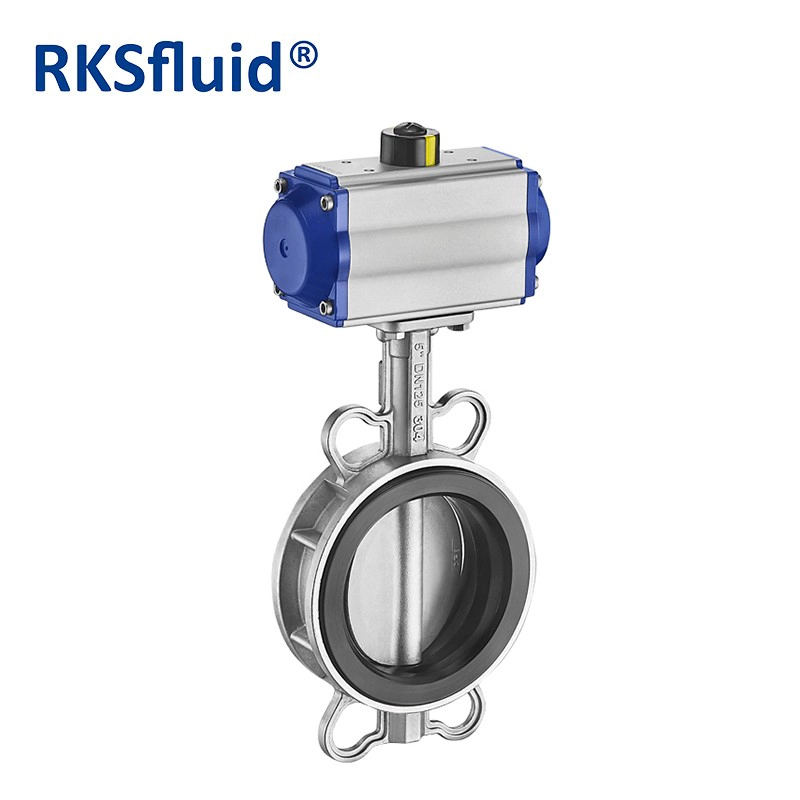 China RKSfluid SS316 Flanged Butterfly Valve 4 Inch DN400 Resilient Seat Wafer Type Butterfly Valve Price with Hand Lever manufacturer