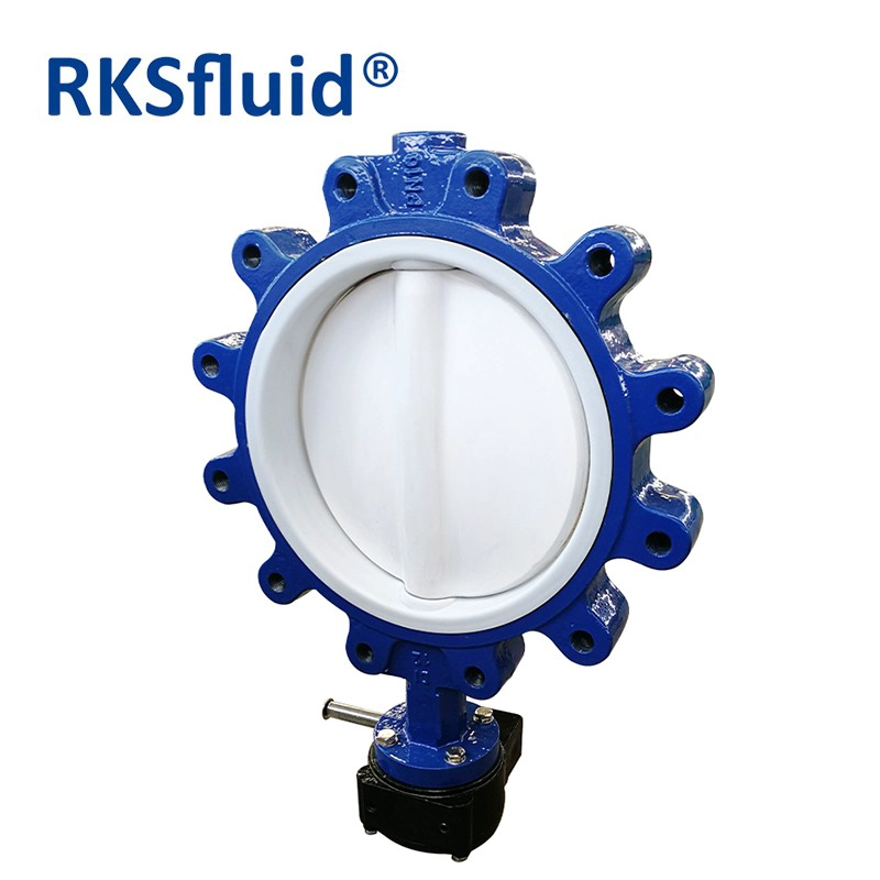 中国 RKSfluid优质便宜的价格铸铁蜗杆齿轮晶圆饰板型PTFE完全涂层蝴蝶阀 制造商