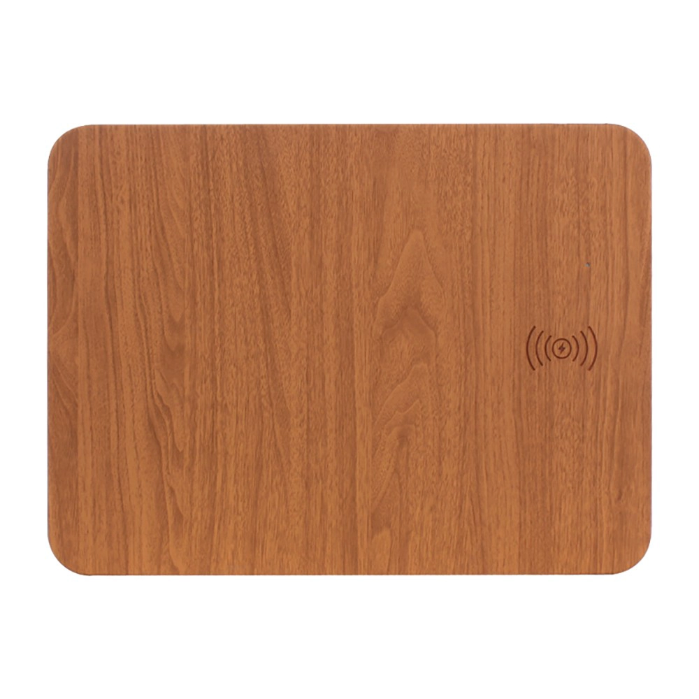 porcelana Alfombrilla de ratón con cargador inalámbrico rápido Qi ecológica con superficie de PU de color madera personalizada para todos los dispositivos compatibles con Qi (MH-D82) fabricante