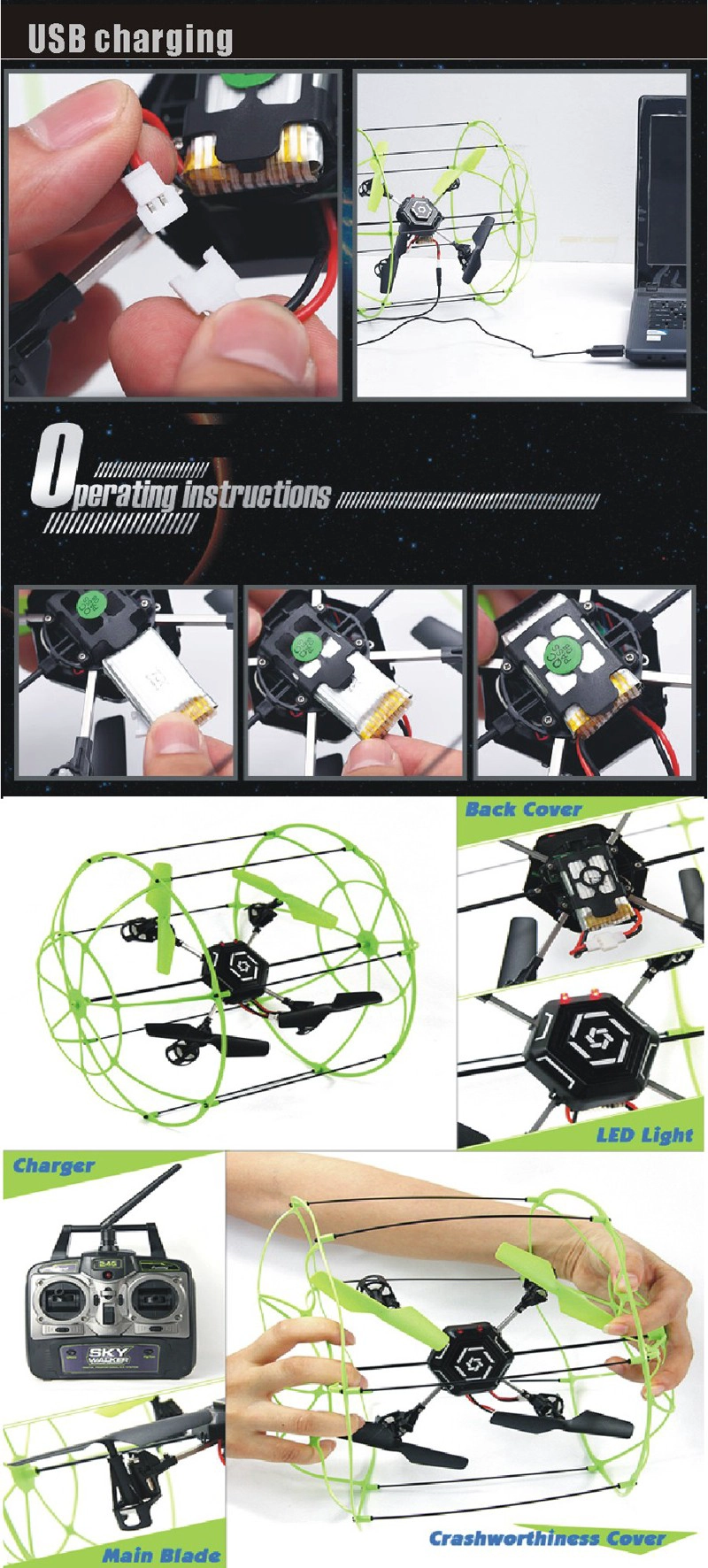 6 axis Quadcopter,climbing wall quadcopter,2.4G,RC quadcopter