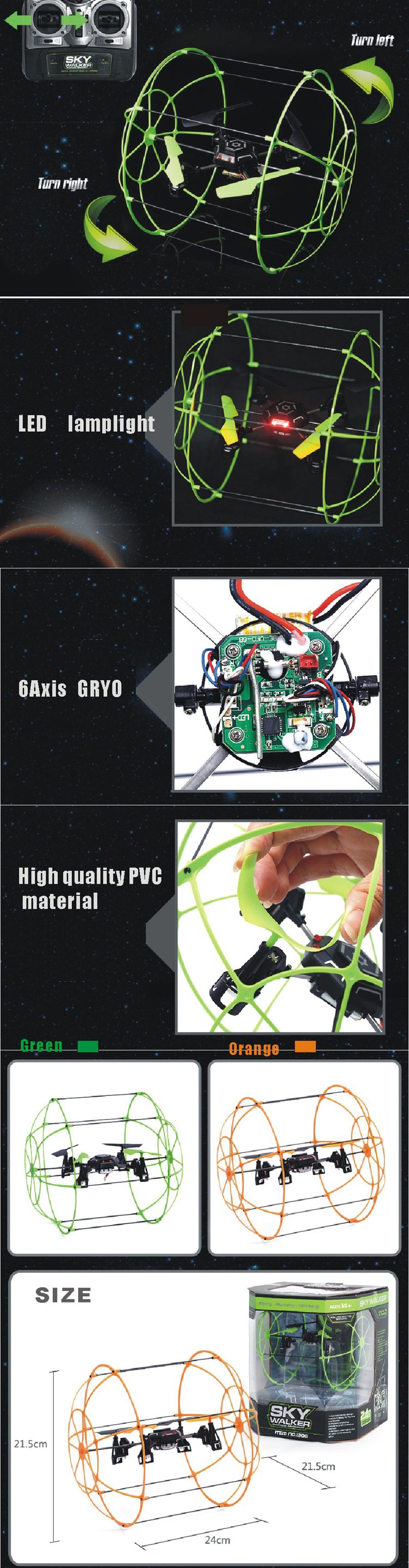 6 axis Quadcopter,climbing wall quadcopter,2.4G,RC quadcopter