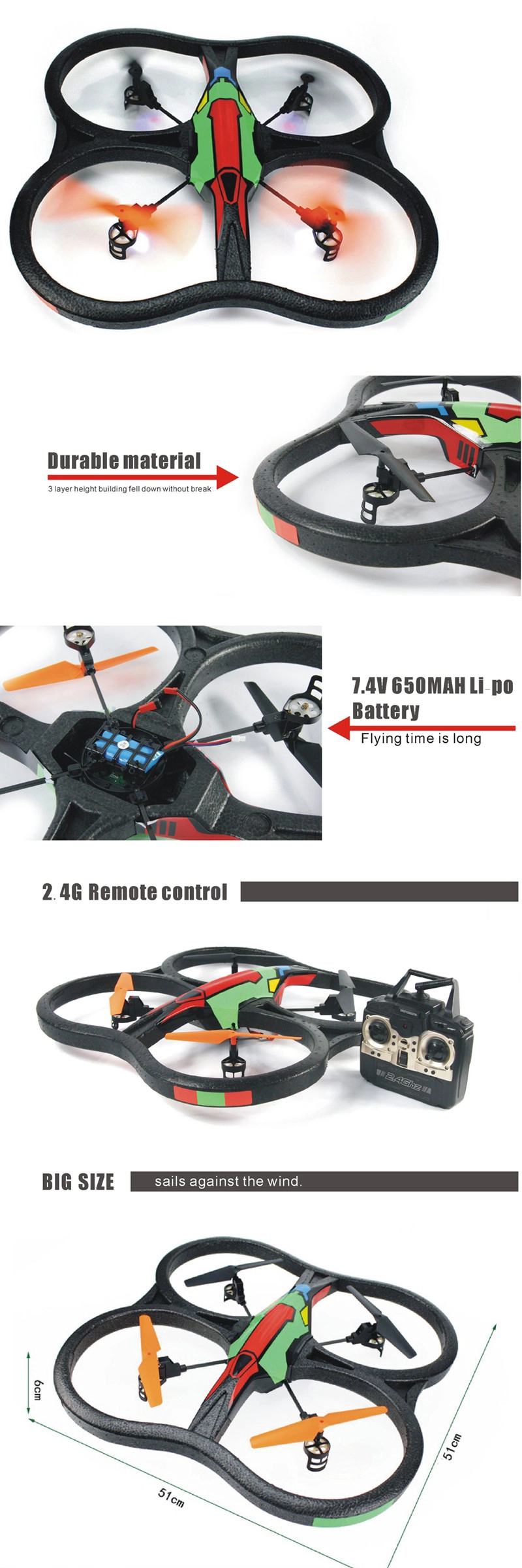 6 axis Quadcopter,2.4G,Large size quadcopter,RC Quadcopter
