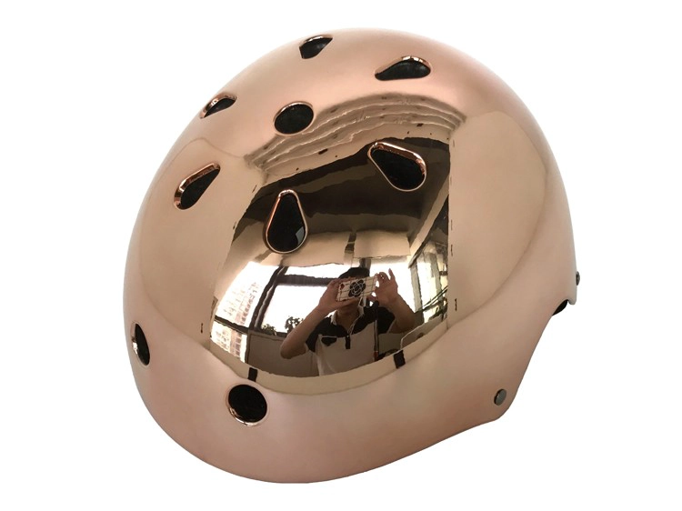 Chrome helmet for skateboard