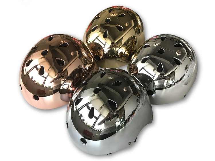 Chrome helmet for skateboard