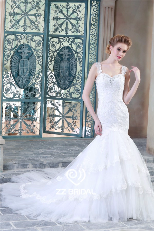 Immagini reali sexy della cinghia di spaghetti con il fornitore Liste abito da sposa