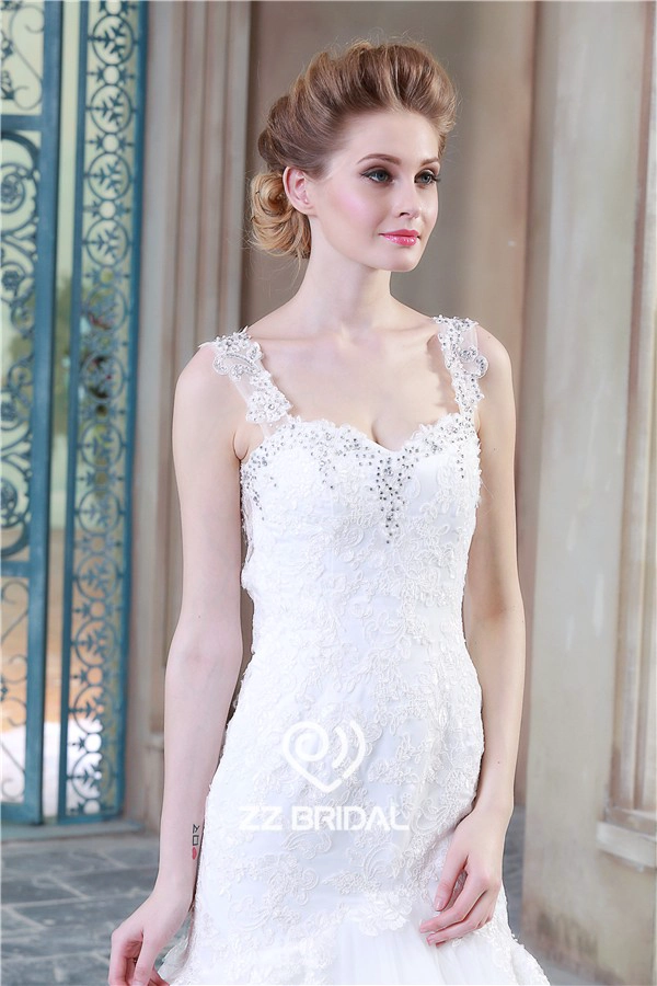 Immagini reali sexy della cinghia di spaghetti con il fornitore Liste abito da sposa