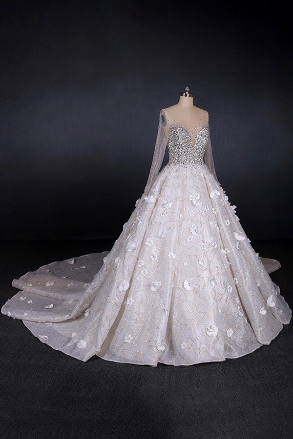 Perles De Luxe Longue Robe De Mariée De Train Robe De Mariée Robe De Mariée En Cristal 2019