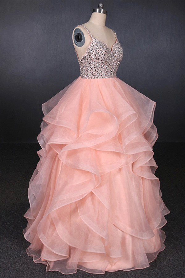 China Fornecedor de Casamento Suzhou Querida Baguetes Organza Lantejoulas Ruffles Rosa Vestido De Noiva Vestido de Noiva