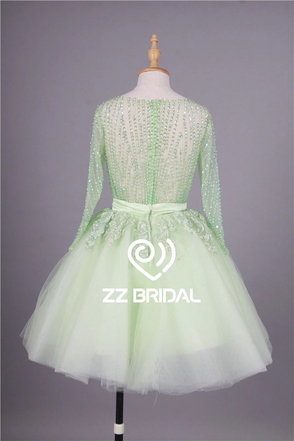 China Minirock Langarm Pailletten grün kurz Abendkleid