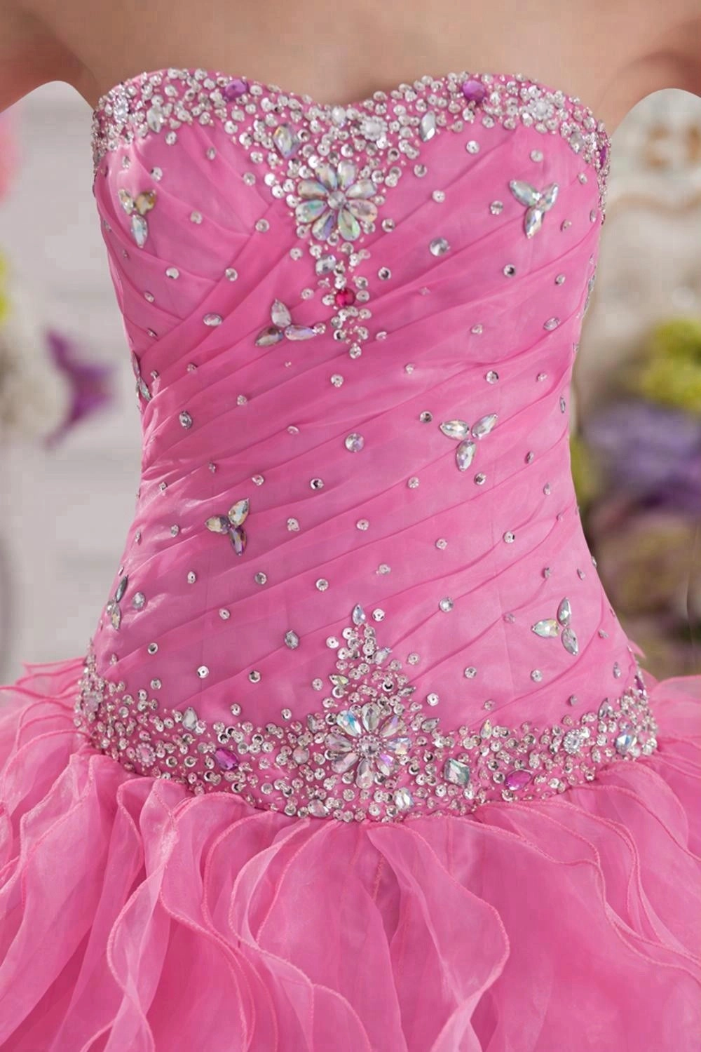 Heavy Beading Pink Ball Gown Quinceanera Prom Dress