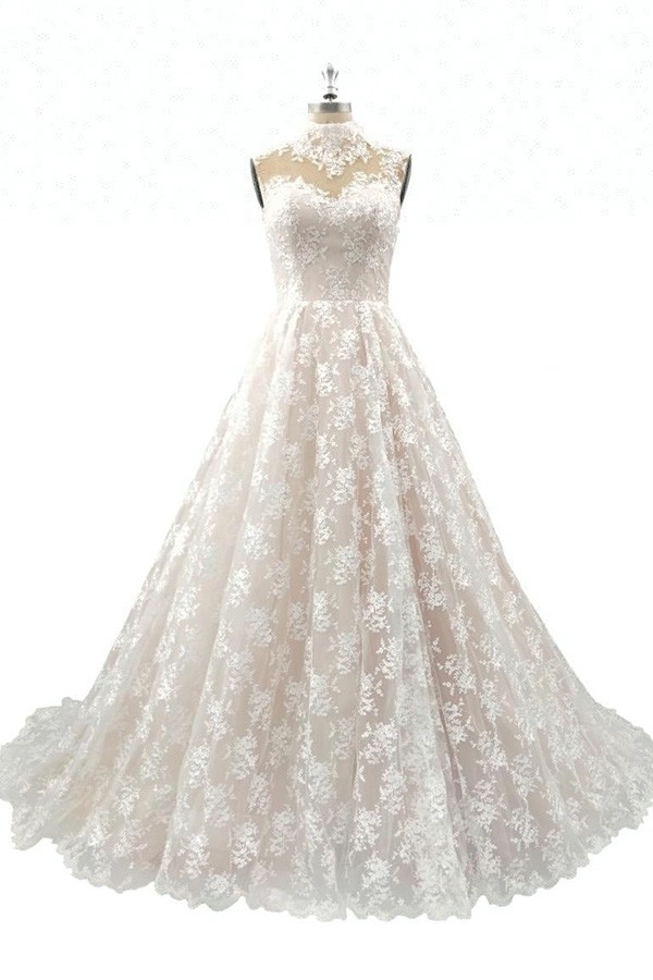 China High Neck Zurück SeeThrough Layered Organza Rock lange Spitze Suzhou Brautkleider Hersteller
