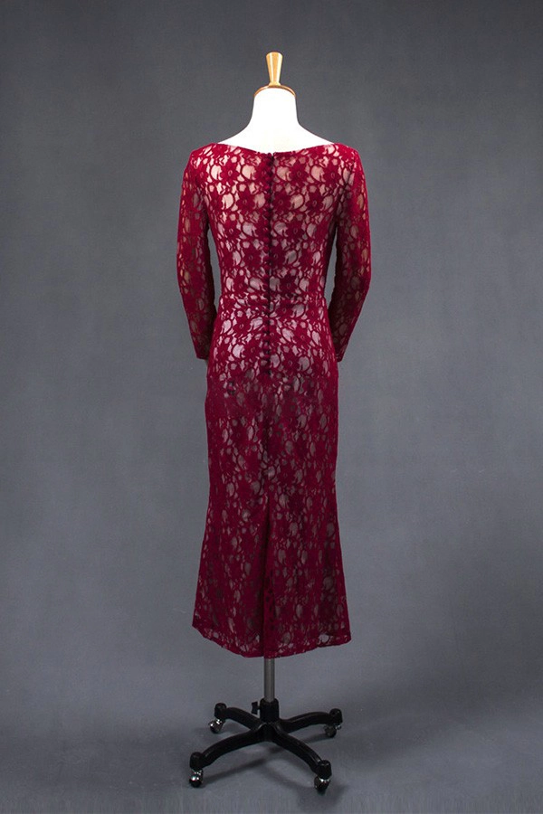 Alta qualidade manga longa macia do laço vermelho noite vestido de jantar