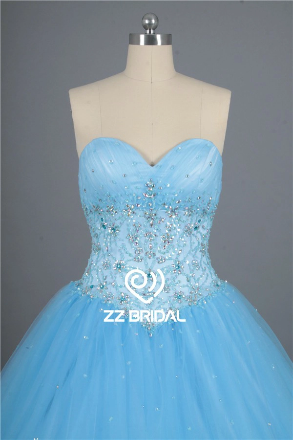 الراقية ثوب حزب الفتيات تكدرت الدانتيل متابعة مطرز الأزرق اللباس Quinceanera