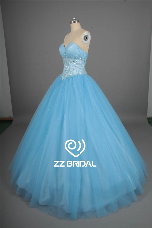 الراقية ثوب حزب الفتيات تكدرت الدانتيل متابعة مطرز الأزرق اللباس Quinceanera