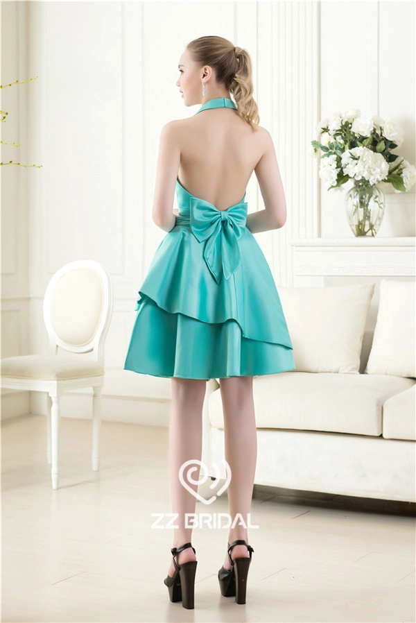 Piękne dwa kawałki halter backless Bowknot krótkie evening dress dostawca zielonym