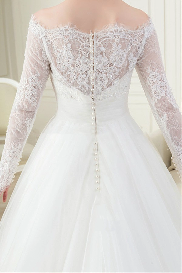 خدمة صانعي القطع الأصلية مسلم كم طويل الصورة الحقيقية شير ألف خط فستان الزفاف vestidos دي نوفيا