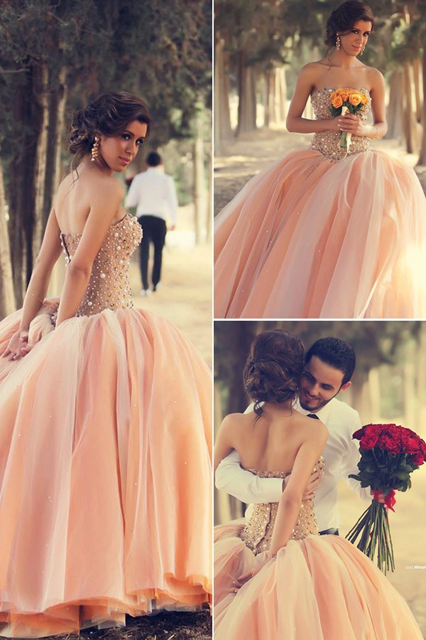 Robe de bal rose dentelle appliques perles robe de mariée princesse robes manteau novia
