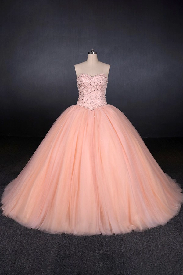 Robe de bal rose dentelle appliques perles robe de mariée princesse robes manteau novia
