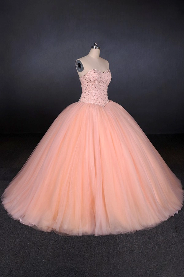 Robe de bal rose dentelle appliques perles robe de mariée princesse robes manteau novia