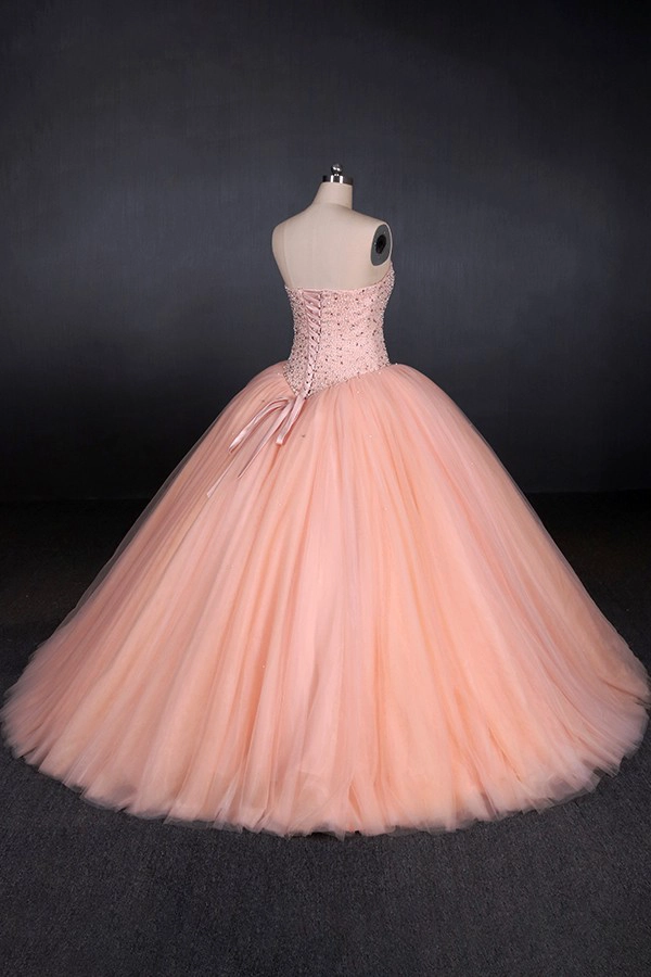 Robe de bal rose dentelle appliques perles robe de mariée princesse robes manteau novia