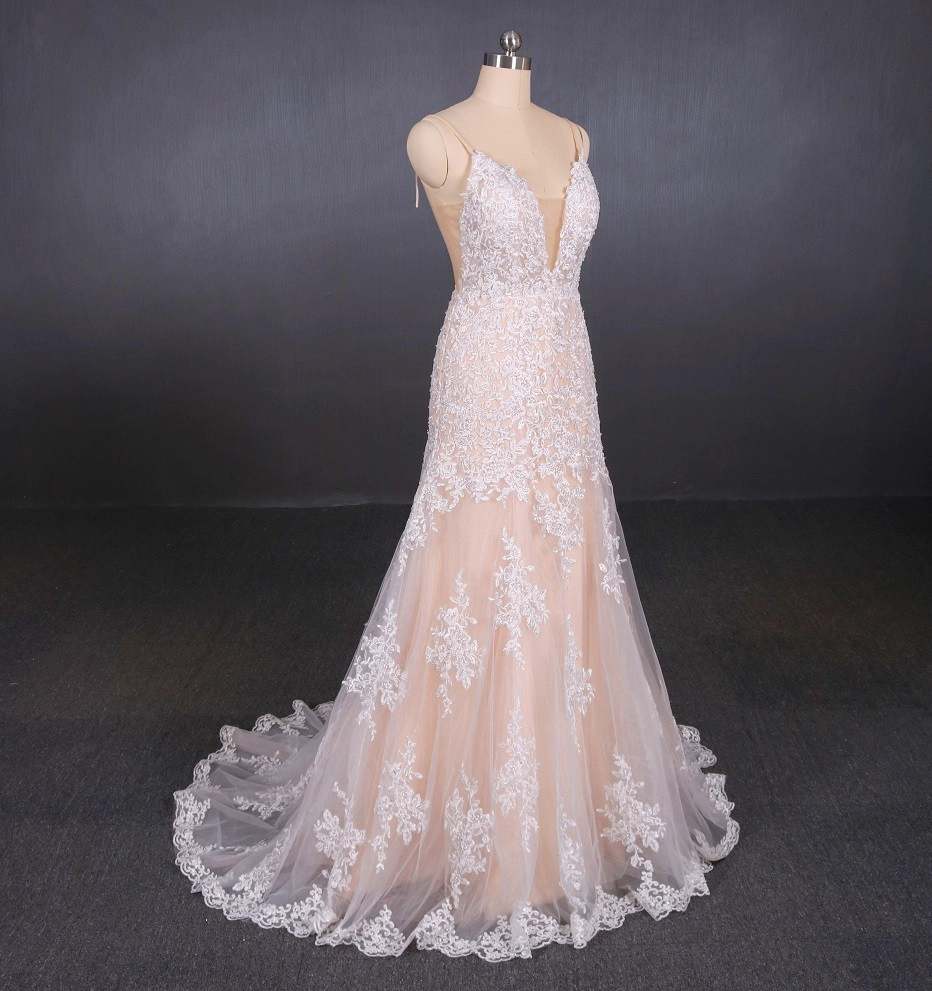 Sexy Spaghetti Strap Lace Casual suknie ślubne produkcji linii Suknie ślubne
