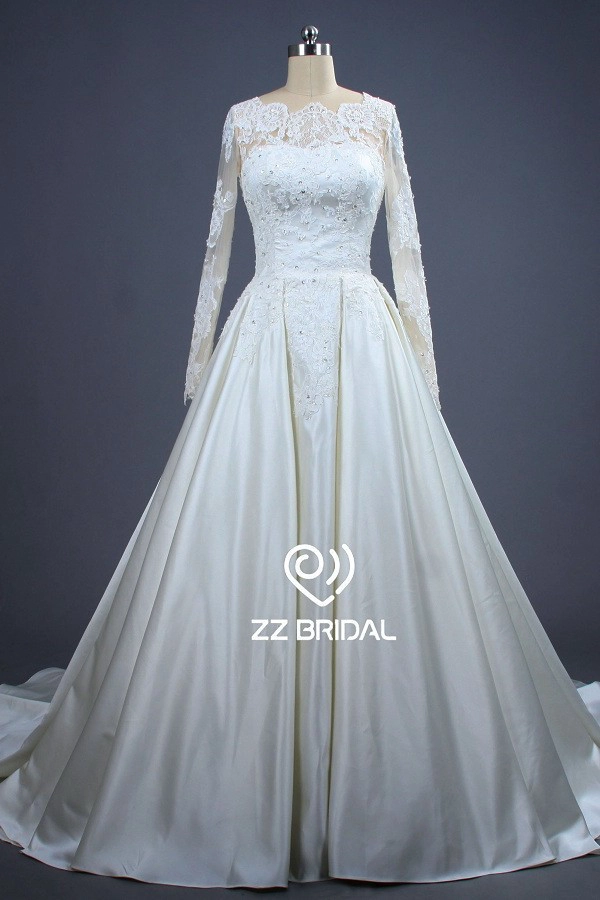 ZZ Bridal 2017 V-powrót koronki suknia ślubna appliqued-Line
