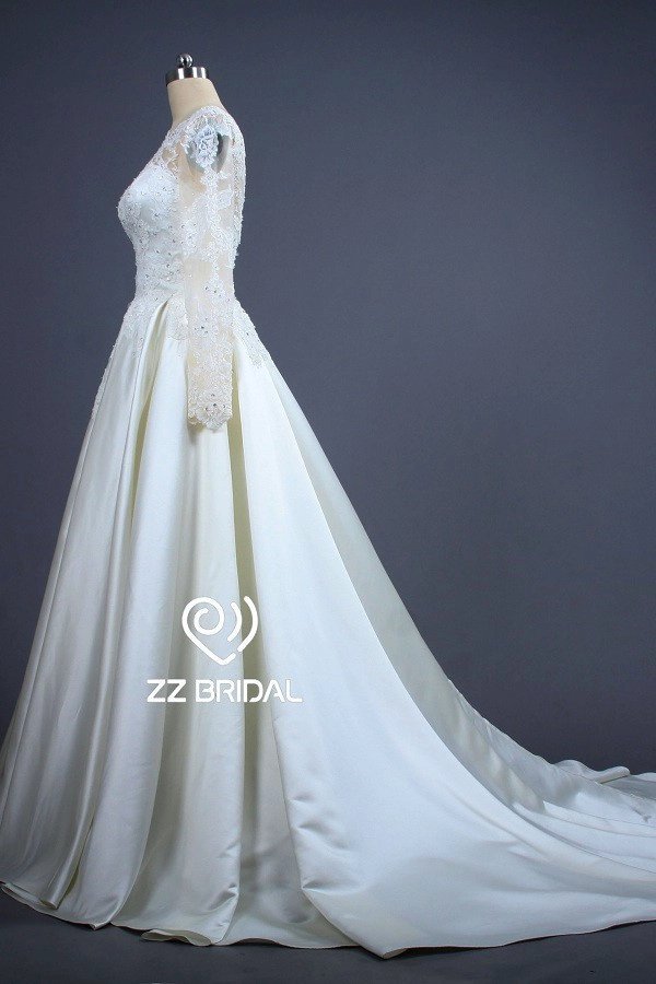 ZZ Bridal 2017 V-powrót koronki suknia ślubna appliqued-Line