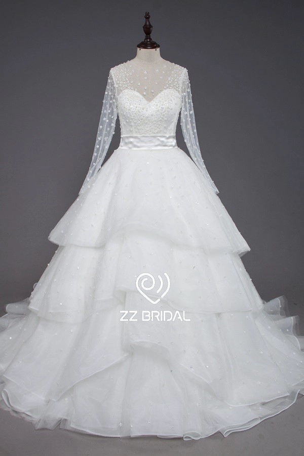 ZZ Bridal 2017 Langarm Beaded A-Line Wedding Dress
