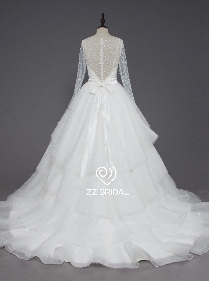 ZZ Bridal 2017 Langarm Beaded A-Line Wedding Dress