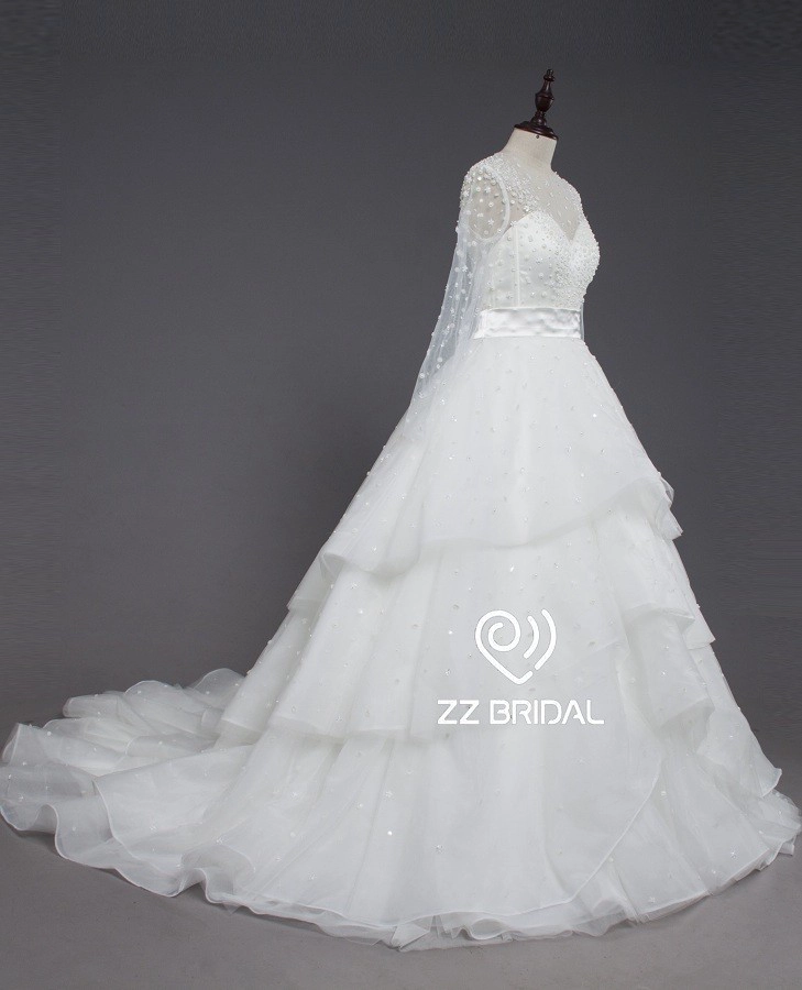 ZZ Bridal 2017 Langarm Beaded A-Line Wedding Dress