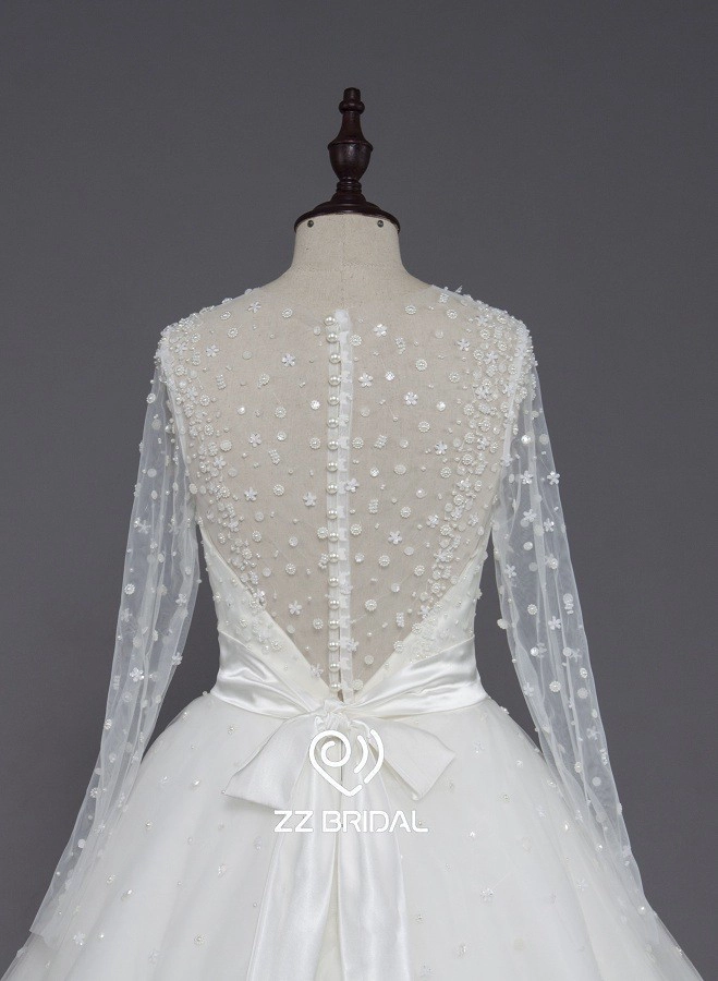 ZZ Bridal 2017 Langarm Beaded A-Line Wedding Dress