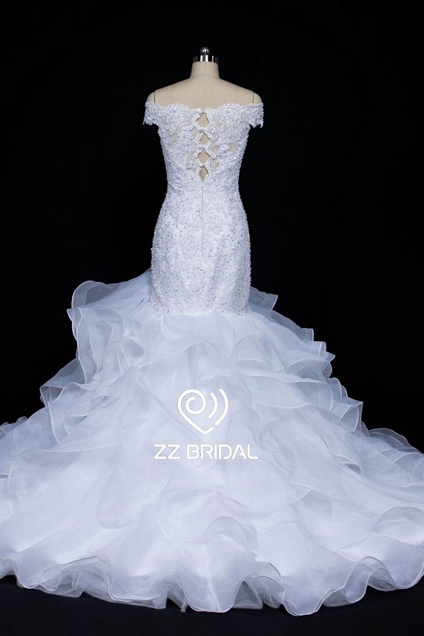 ZZ bridal 2017 off shoulder beaded and ruffled mermaid wedding dress