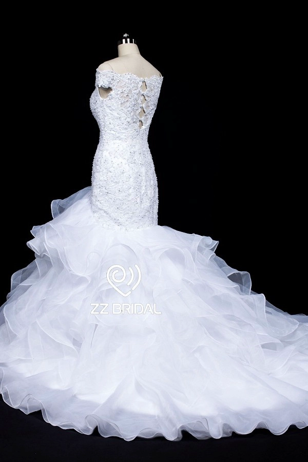 ZZ bridal 2017 off shoulder beaded and ruffled mermaid wedding dress