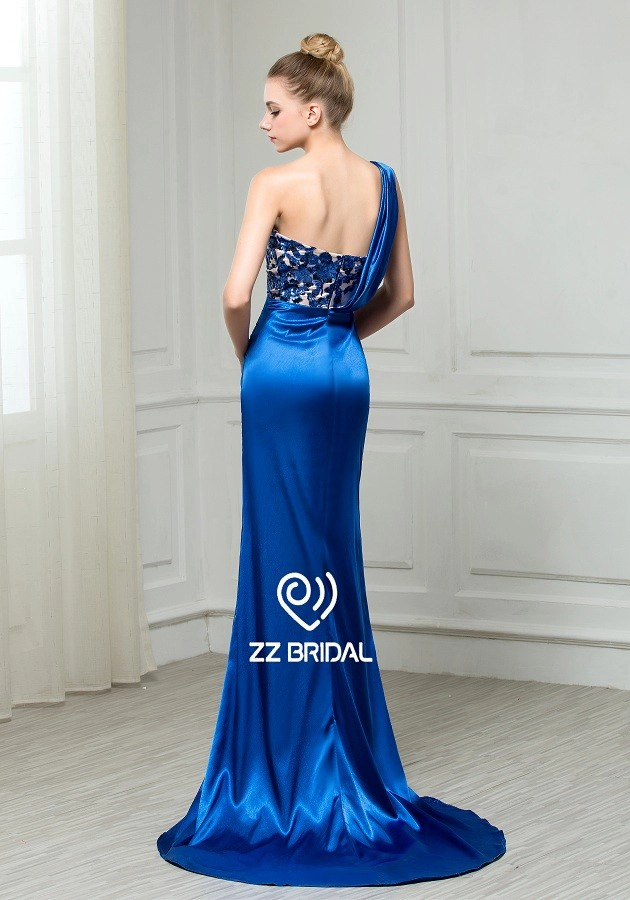ZZ nupcial 2017 de hombro rebordeado Royal largo vestido de noche
