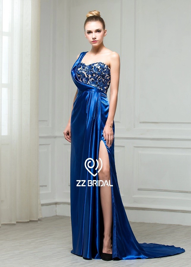 ZZ nupcial 2017 de hombro rebordeado Royal largo vestido de noche
