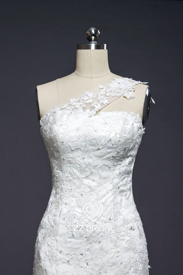 ZZ Bridal 2017 1-Schulter Lace Applikationen Mermaid Wedding Dress