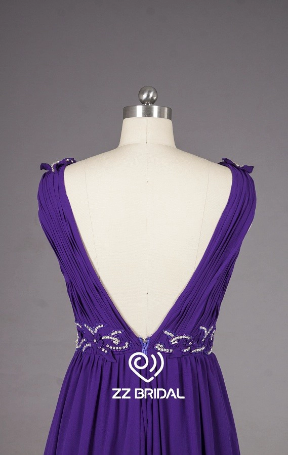 ZZ Bridal v--neck-and v-Back Belt, applikationd Line lange Evening Dress