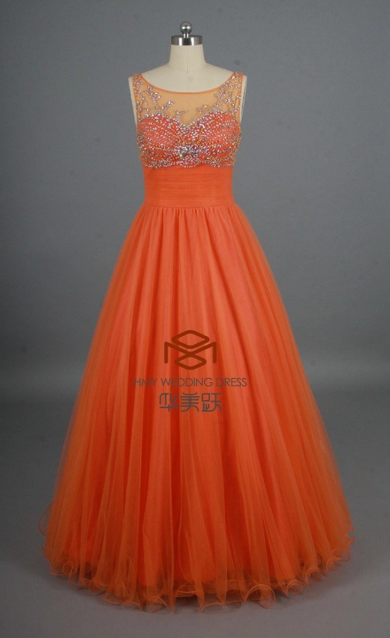 ZZ bridal boat neck sleeveless beaded A-line long evening dress