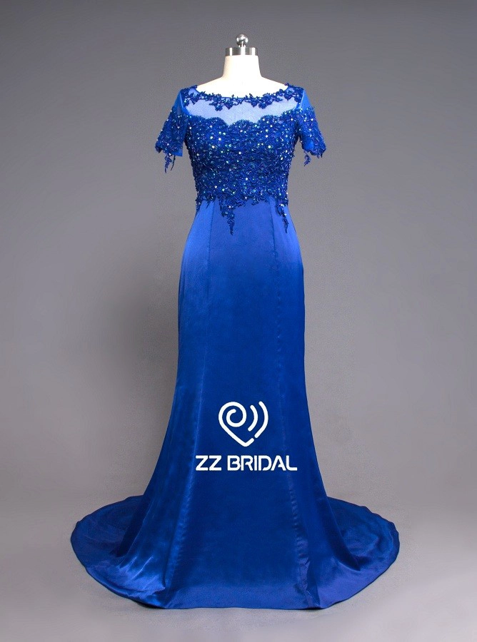 ZZ Bridal Boat Hals Beaded Mermaid lange Evening Robe